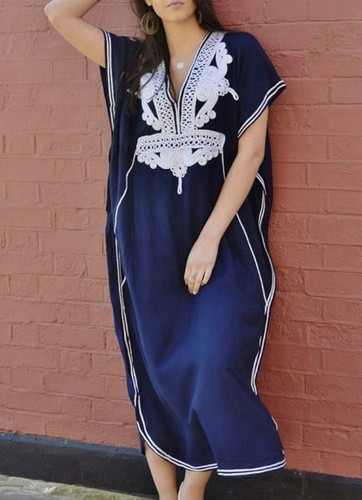 Moroccan navy embroidered - navy,