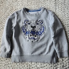 Kenzo Paris Tiger Boy Girl Unisex Jumper Sweatshirt Age 3 Years Grey Cotton Top
