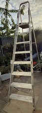 Abru Aluminium Light 8 Step Folding Ladder with Platform Anti-Slip Safety Feet.