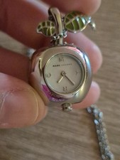 Marc Jacobs Apple Bauble Watch Charm Necklace Silver Tone Working