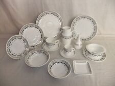 Wedgwood Metallised - vintage bone china white with black & gold lace - 8L2C #
