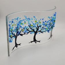 Handmade fused glass wave with