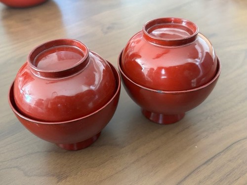Red lacquered bowl lid - lacquered, &