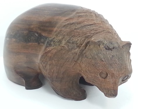 Bear grizzly brown hand carved - bear,
