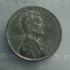 1943 US USA Lincoln Steel One Cent Coin