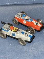 2 x Vintage Tin Race Car Litho