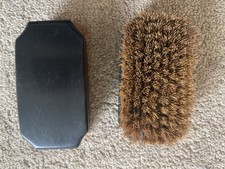 Vintage Rectangular Ebony Wood Pure Bristle Clothes Brushes Set