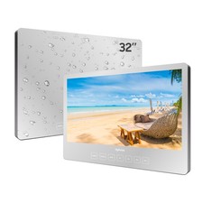 32"Google TV 500Nits IP65 Weatherproof Bathroom Mirror TV Wall Mounted