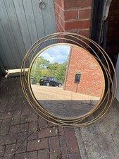 Large Round Gold Decorative Wall Mirror – Modern Statement Piece