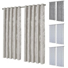 Blackout Eyelet Curtains Leaf Sparkle Black Out Thermal Ring Top Print 2 Panels