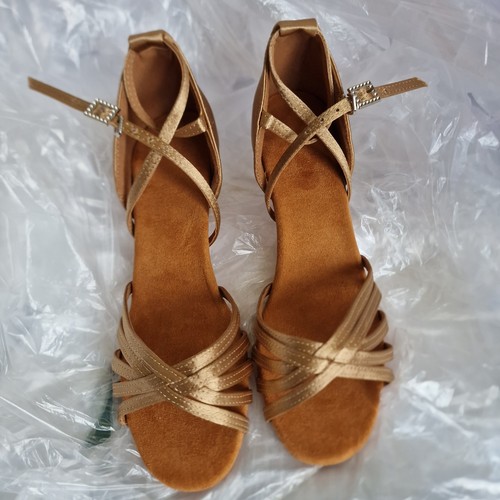Gold satin latin dance shoes - gold,