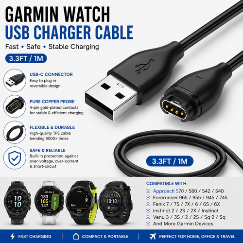 Garmin watch usb charger cable - garmin,