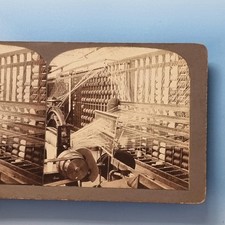 Victorian Industry Stereoview C1900 Real Photo Textile Mill Yarn Bobbin Loader