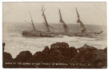 BRAGG FALMOUTH Cornish shipwreck GERMAN BARQUE PINDOS at COVERACK CORNWALL 1912