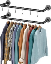 OROPY Industrial Pipe Clothes Bar Rack, Set of 2, 92cm Wall Mounted Detachable R