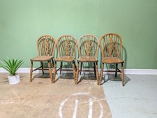 Vintage Wheel Back Chairs Beech & Elm  Windsor Kitchen Dining Chairs Set of 4