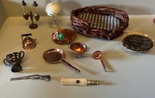 Dolls House Metal Copper Glass Accessories Ornaments Dog Cat Bed Trophy