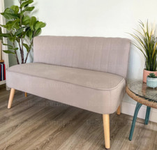 Vintage Danish Sofa 2 Seater Loveseat Small Linen Couch Retro Seat Room Settee