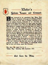 Ulster Covenant Metal Plaque