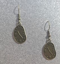 Melted clock, Dali inspired, Quirky,  Steampunk, Earrings, Handmade.