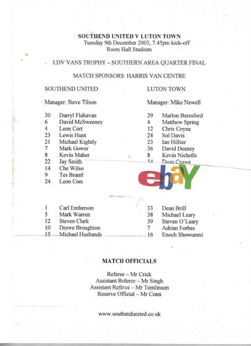 Southend united luton town - southend,