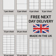 A4 Self Adhesive Labels Inkjet Laser Printer Address Stickers – White – Multiple