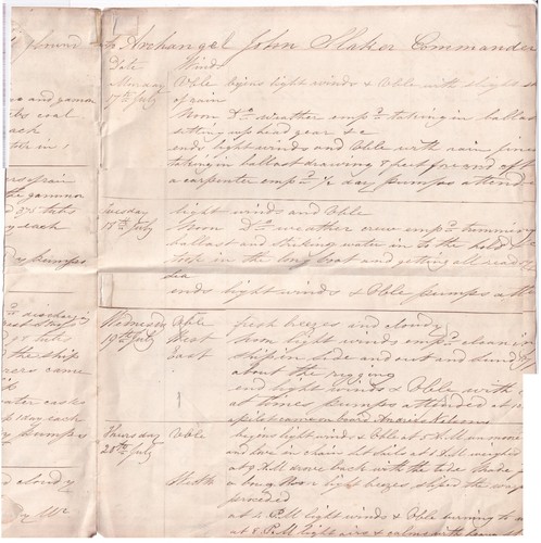 1825 ship log - ship’s, fragment
