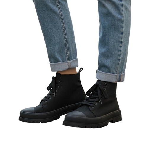 Black platform combat - black,