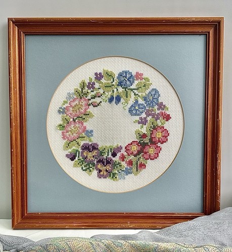 Vintage framed cross stitch - framed,