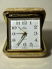 Smiths Timecal Travel Alarm Clock 2 Jewels W. Germany Vintage Folding Case 1950s