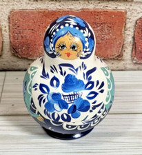 10 Pieces Authentic Russian Matryoshka Nesting Dolls 10pcs Blue and White