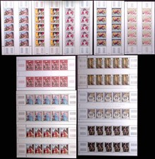 MONACO: c.1970s-1980s 11 Full 5 x 2 Sheets Various Values & Themes - Unused