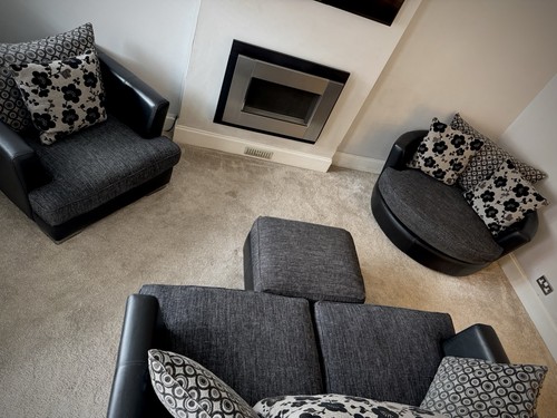 Black grey sofa suite swivel - black/grey, suite,