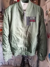 Mens Ringspun Green Bomber Jacket, Size XL