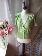 Apple Green Summer Cardigan Size L (approx 12) Mixin Cotton Blend