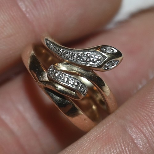 9ct gold snake ring with - snake,