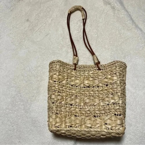 Zara raffia tote bag leather - tote,