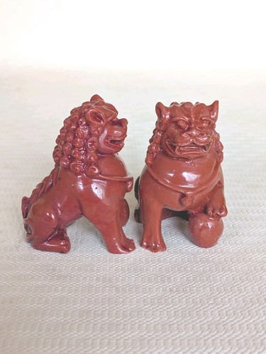 Pair vintage chinese red - of,