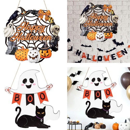 Halloween wooden door hanging - halloween,