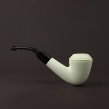 Smooth Rhodesian PIPE BLOCK MEERSCHAUM-NEW-HAND CARVED W Case#1568 - 9 Mm Filter