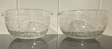 Pair of Antique Cut Crystal Glass, Double Lip Stem Glass Rinsers