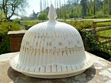 Large Antique  Ceramic  Prussian German Helmet  Covered Cheese /Cake/Butter Dish