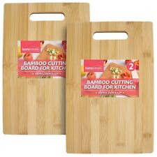 2 Chopping Board Wood Bamboo Wooden Cutting With Handle 30x20 cm Kitchen Serving