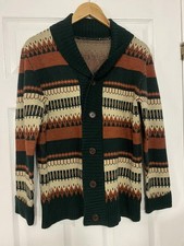Cedar Wood State retro cardigan – size M – rust, green, cream