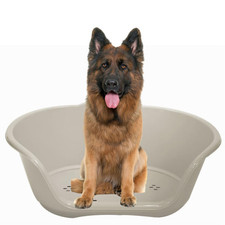 Grey Plastic Pet Bed Basket Heavy Duty Waterproof Cat Dog Basket Extra Large