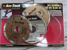 AM-TECH 3Pc Diamond & Cut off Blade Set Bricks/Concrete/Masonry etc.