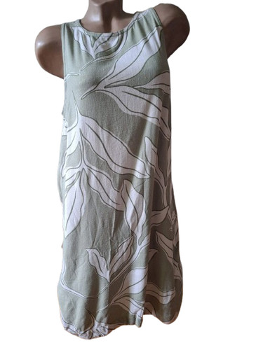 Linen blend olive green floral - blend,