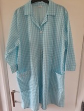 Vintage Ladies Overall NEW retro style OS Nylon/Poly New Pinny Turquoise/White  
