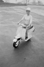 Sally Foot poses on a new Raleigh Roma scooter UK 9th November 1960 Old Photo