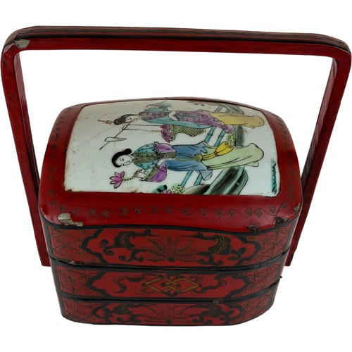 Vintage chinese red lacquered - red,